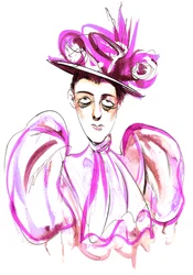 Edith Wharton - Farbkarikatur der amerikanischen Romanautorin und Kurzgeschichtenschreiberin (1861-1937)